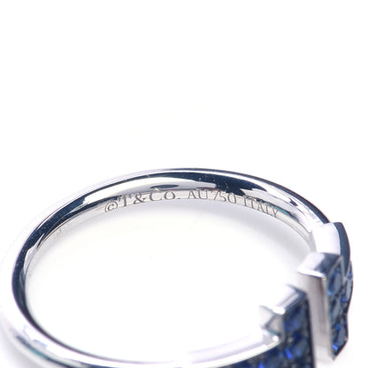 Tiffany 18K White Gold Blue Sapphire T Wire Ring 46 3.75 4 of 5