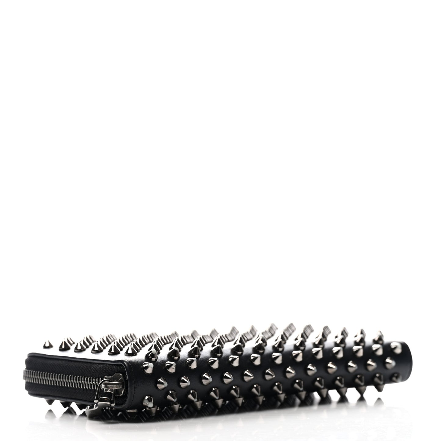 Calfskin Panettone Spiked Zip Around Wallet Black