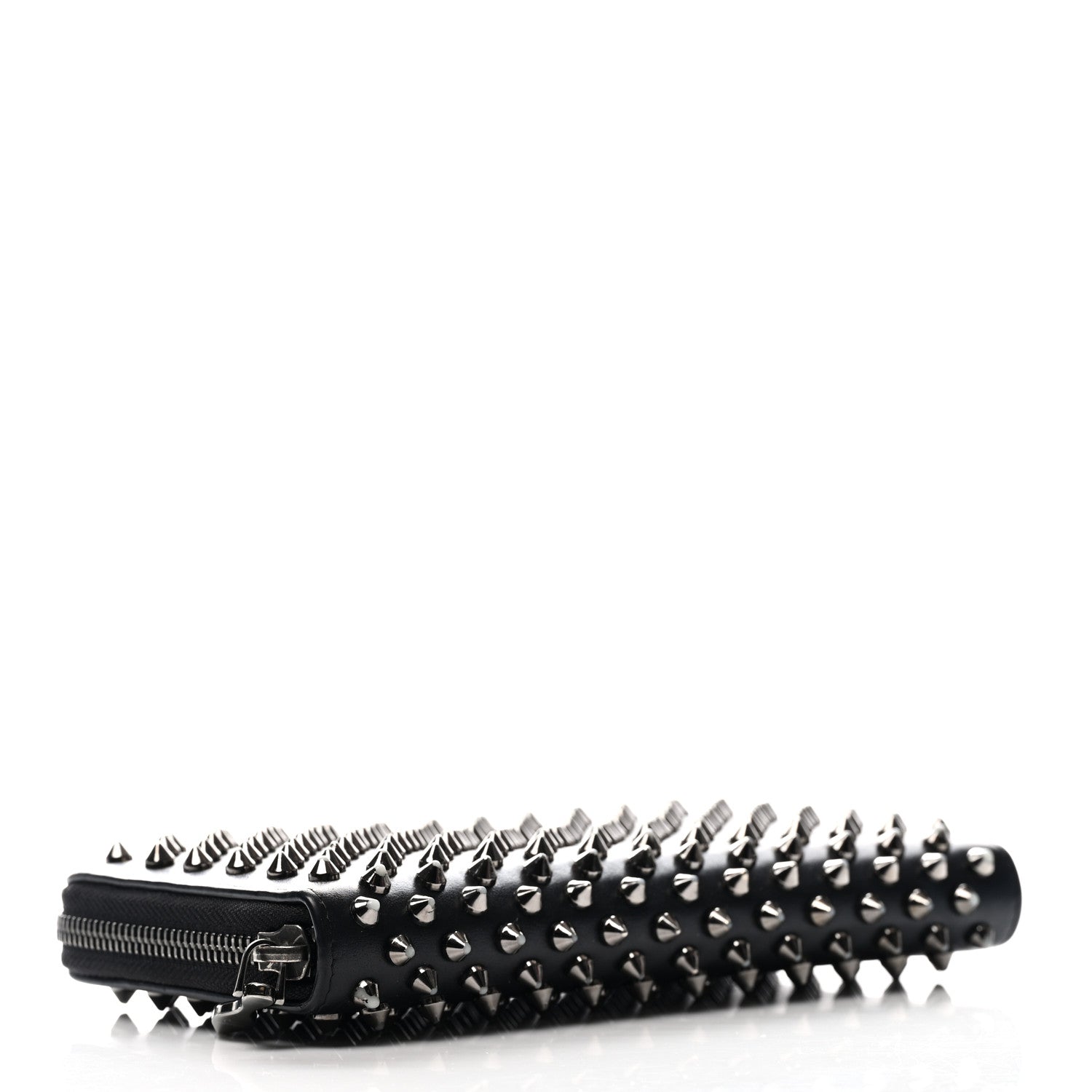 Christian Louboutin Calfskin Panettone Spiked Zip Around Wallet Black 3 of 9