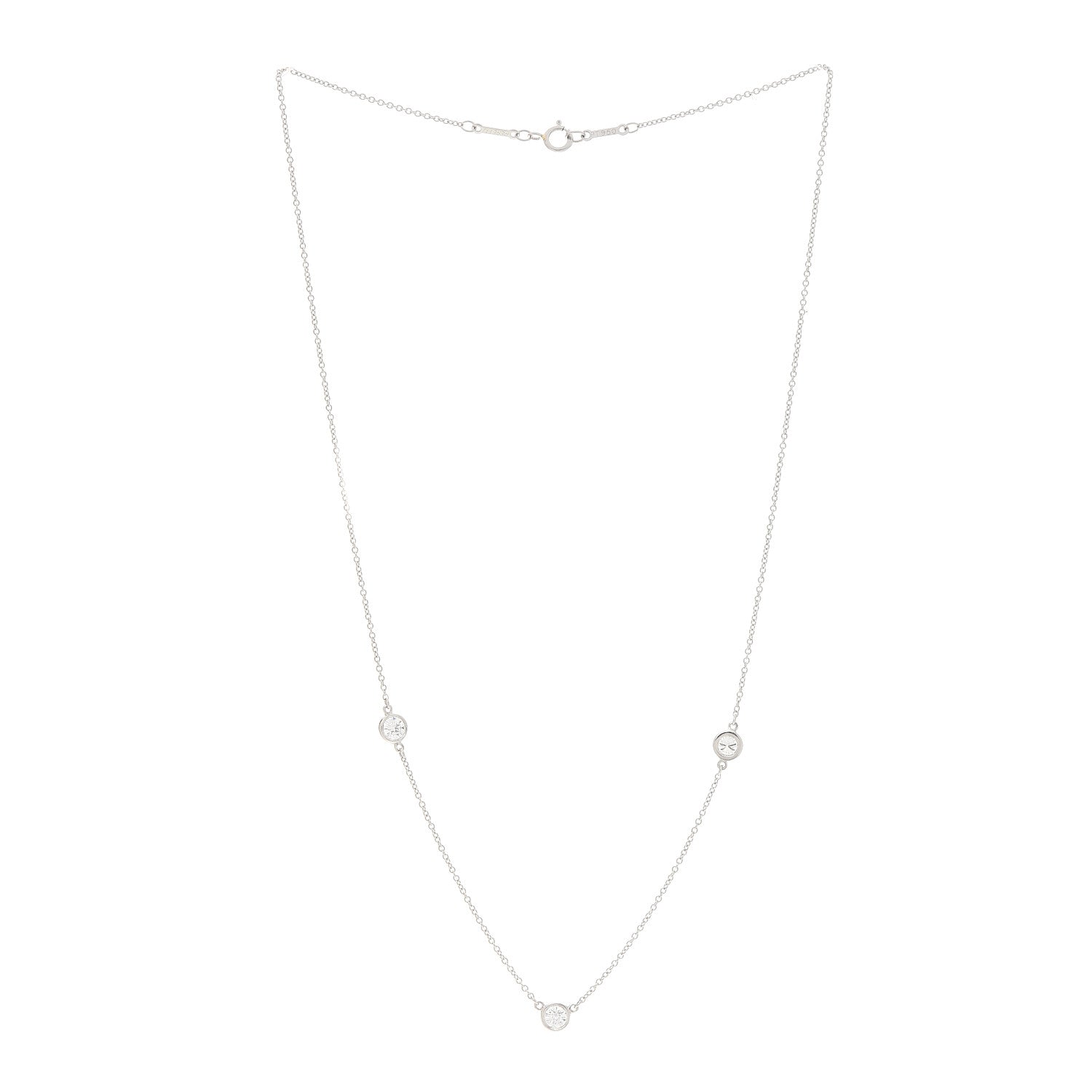 Tiffany Platinum Diamond 3 Station Diamonds by the Yard Necklace 3 of 6