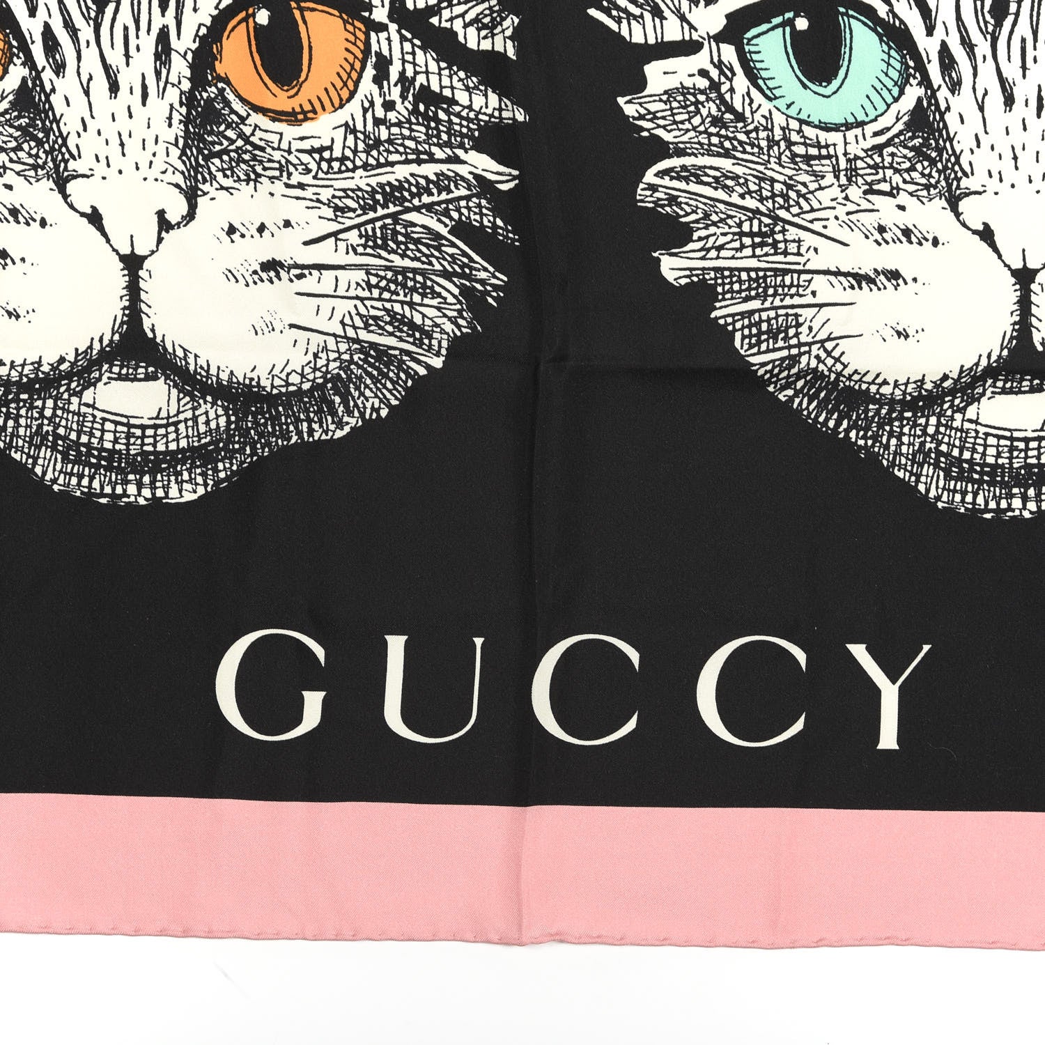 Gucci Silk Mystic Cat Square Scarf Black 2 of 5