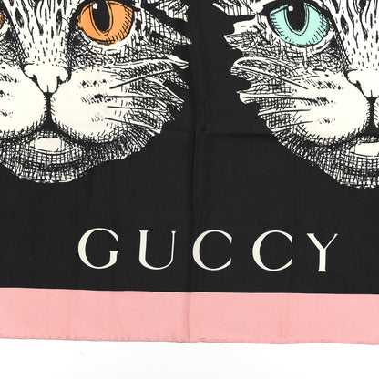 Gucci Silk Mystic Cat Square Scarf Black 2 of 5