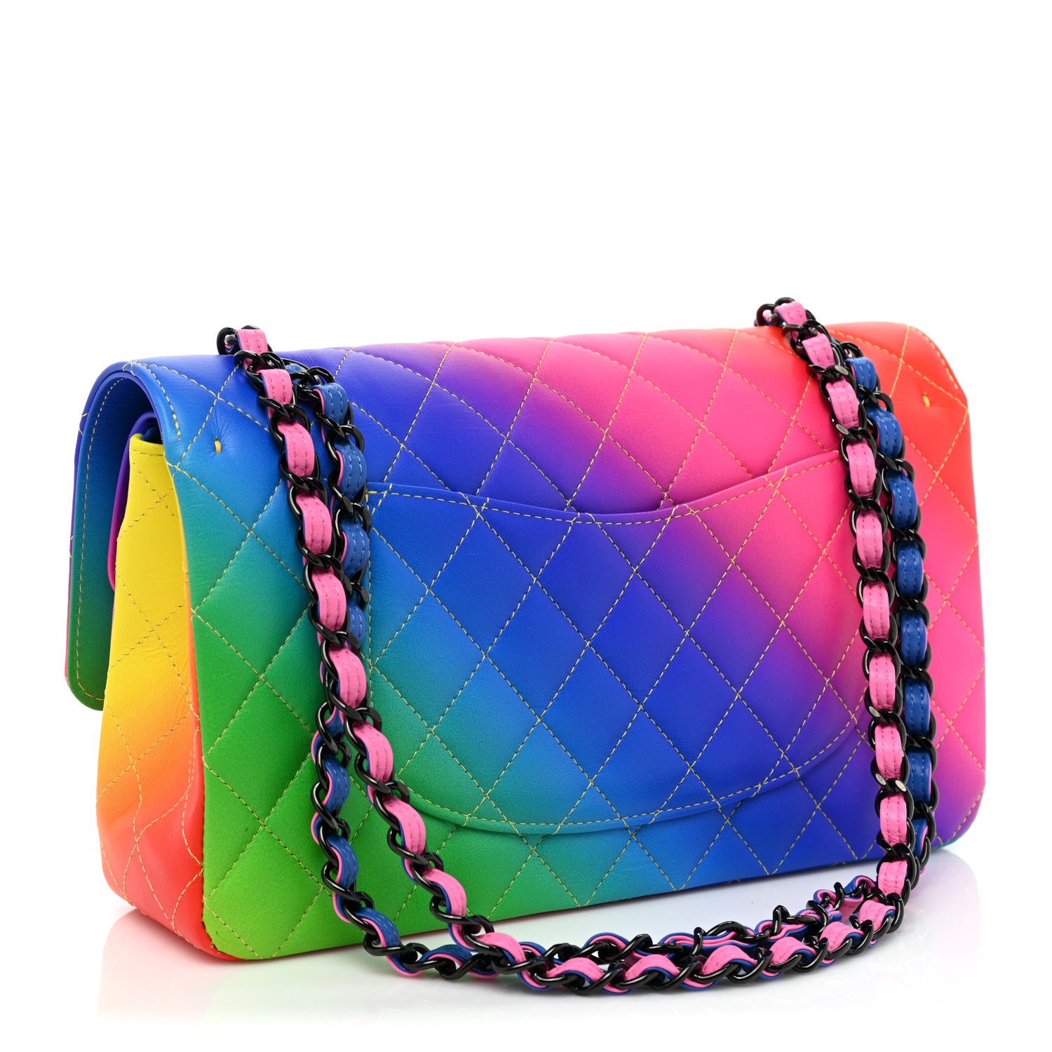 Chanel Calfskin Quilted Medium Rainbow Double Flap Multicolor 3 of 10