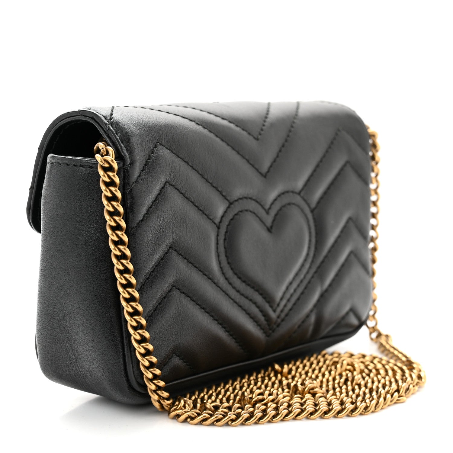 Gucci Calfskin Matelasse Super Mini GG Marmont Shoulder Bag Black 3 of 11