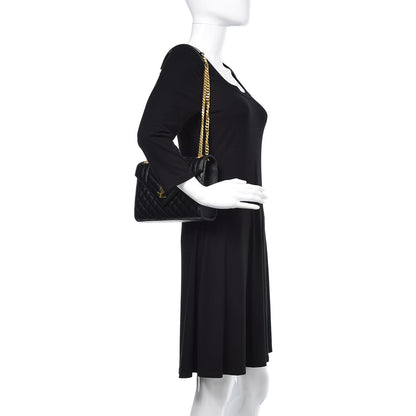 Saint Laurent Grain De Poudre Textured Mixed Matelasse Triquilt Medium Monogram Satchel Black 2 of 9