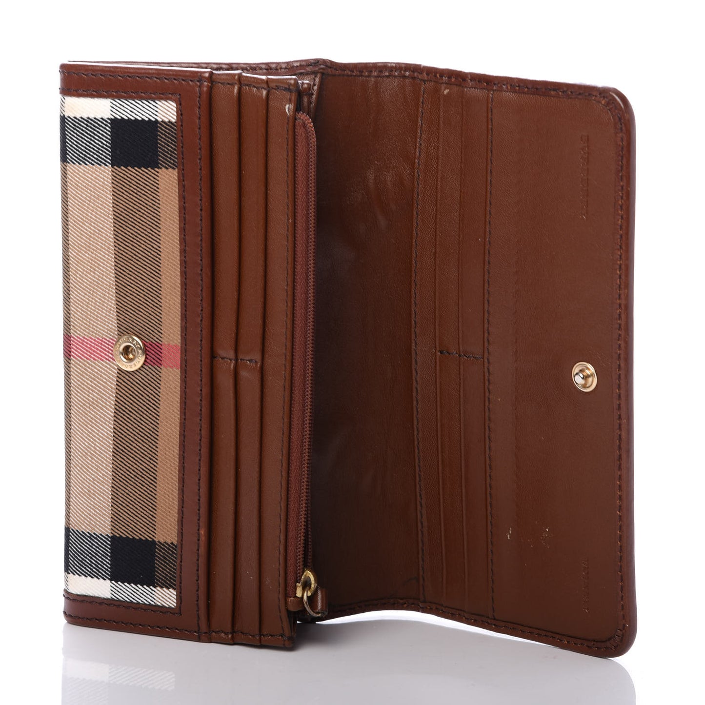 House Check Bridle Calfskin Penrose Continental Wallet Dark Tan