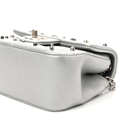 Chanel Metallic Lambskin Chevron Quilted Studded Extra Mini Flap Silver 9 of 9