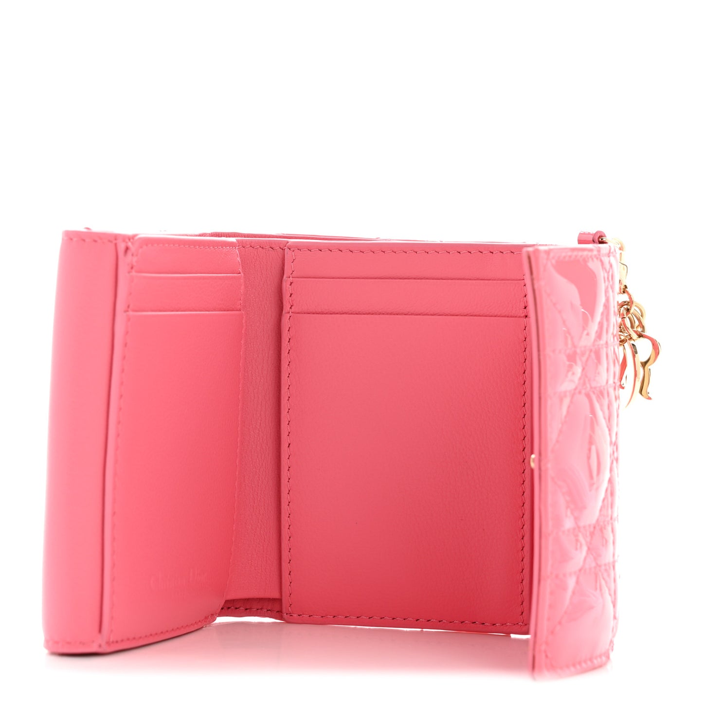 Patent Cannage Lady Dior Medium Wallet Bubble Pink