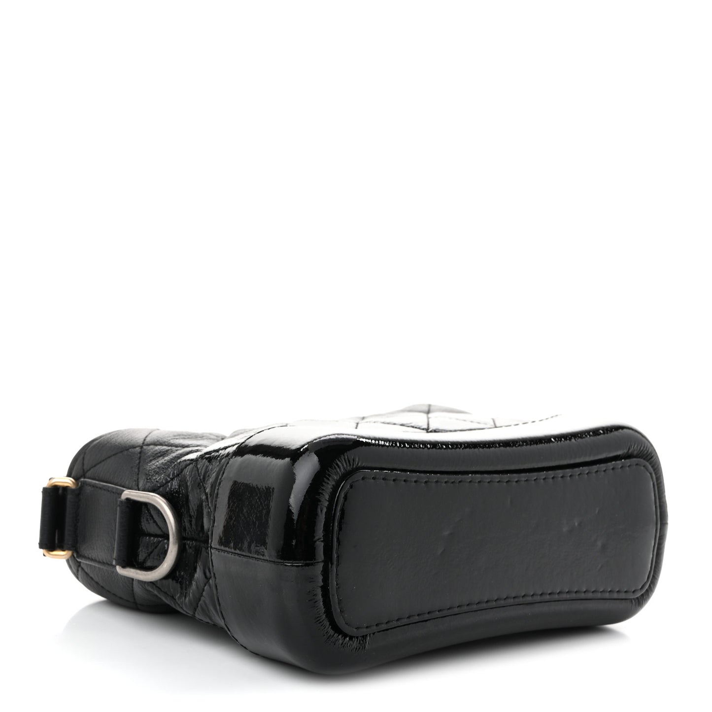 Patent Goatskin Quilted Small Gabrielle Hobo Black