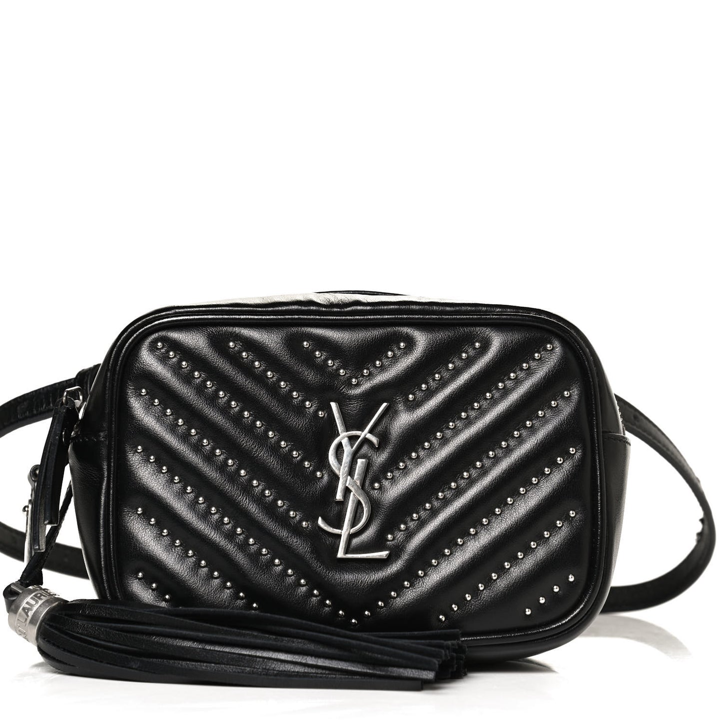Calfskin Matelasse Studded Monogram Lou Belt Bag Black