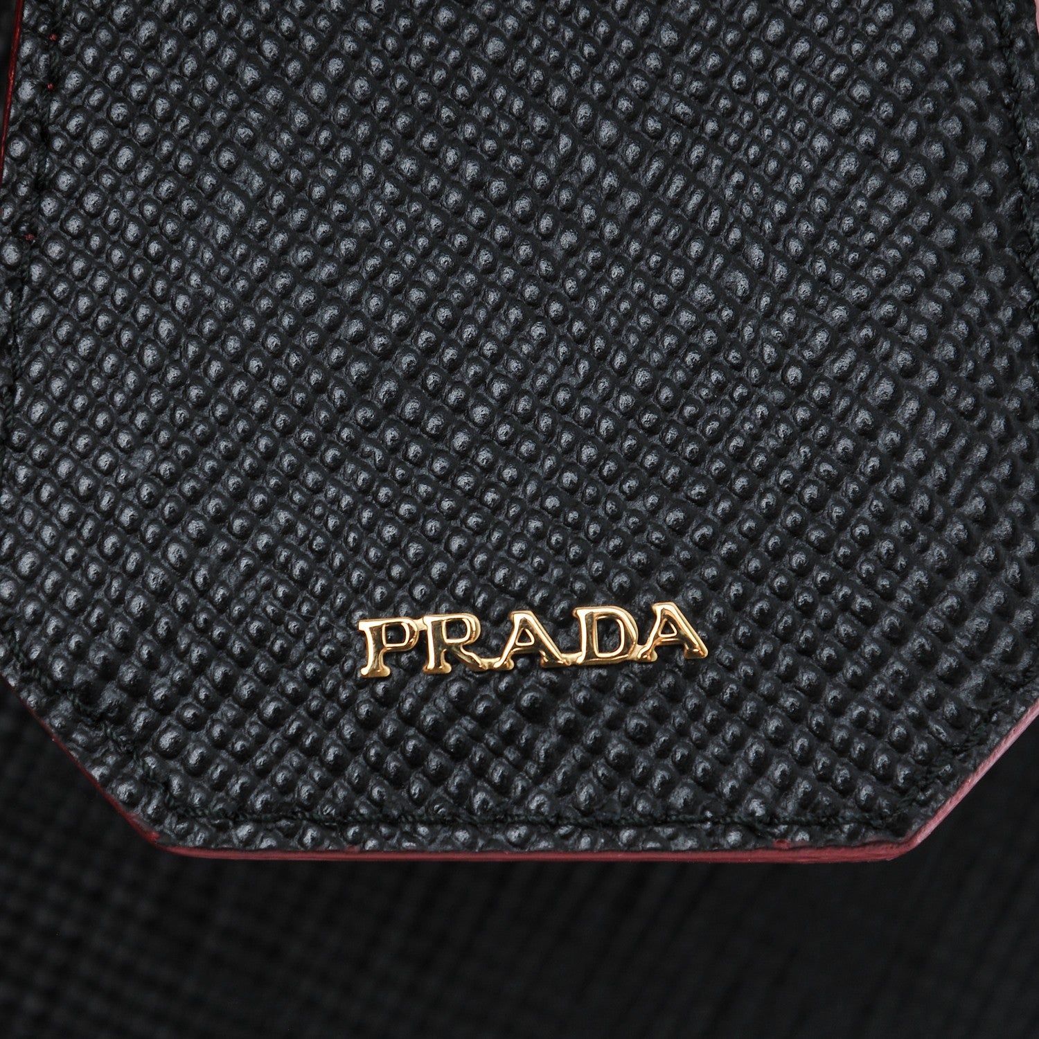 Prada Saffiano Cuir Medium Double Bag Black Fuoco 7 of 7