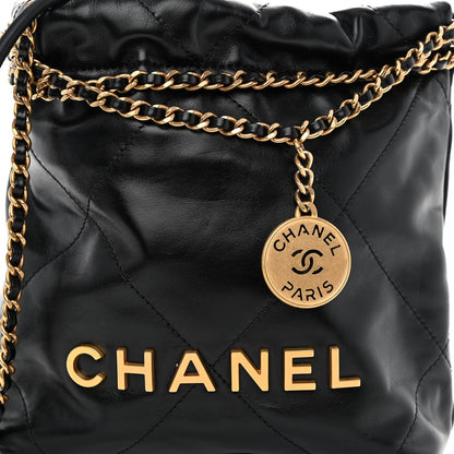 Chanel Shiny Calfskin Quilted Mini Chanel 22 Black 8 of 10