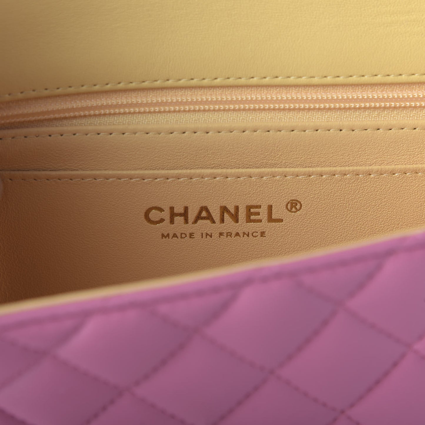 Lambskin Quilted Mini Rectangular Flap Pink Yellow