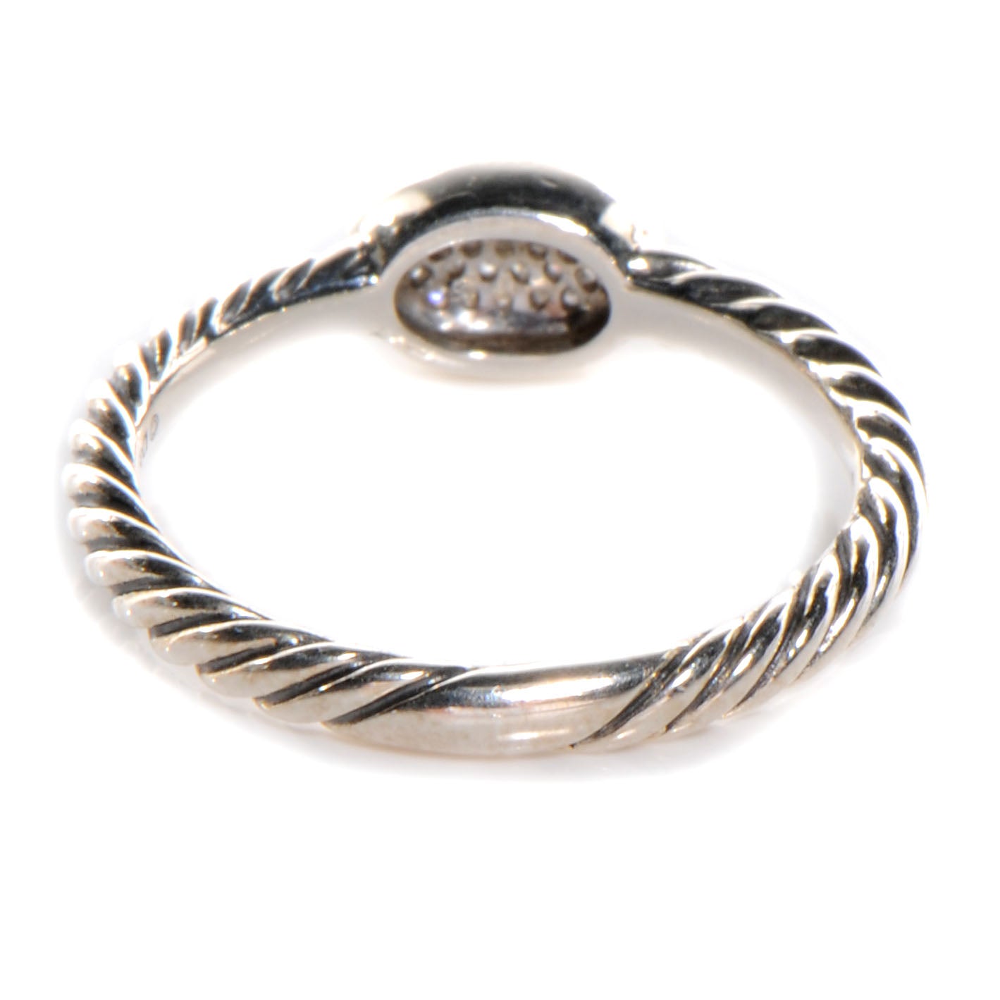 David Yurman Sterling Silver Pave Diamond Oval Ring 3 of 5