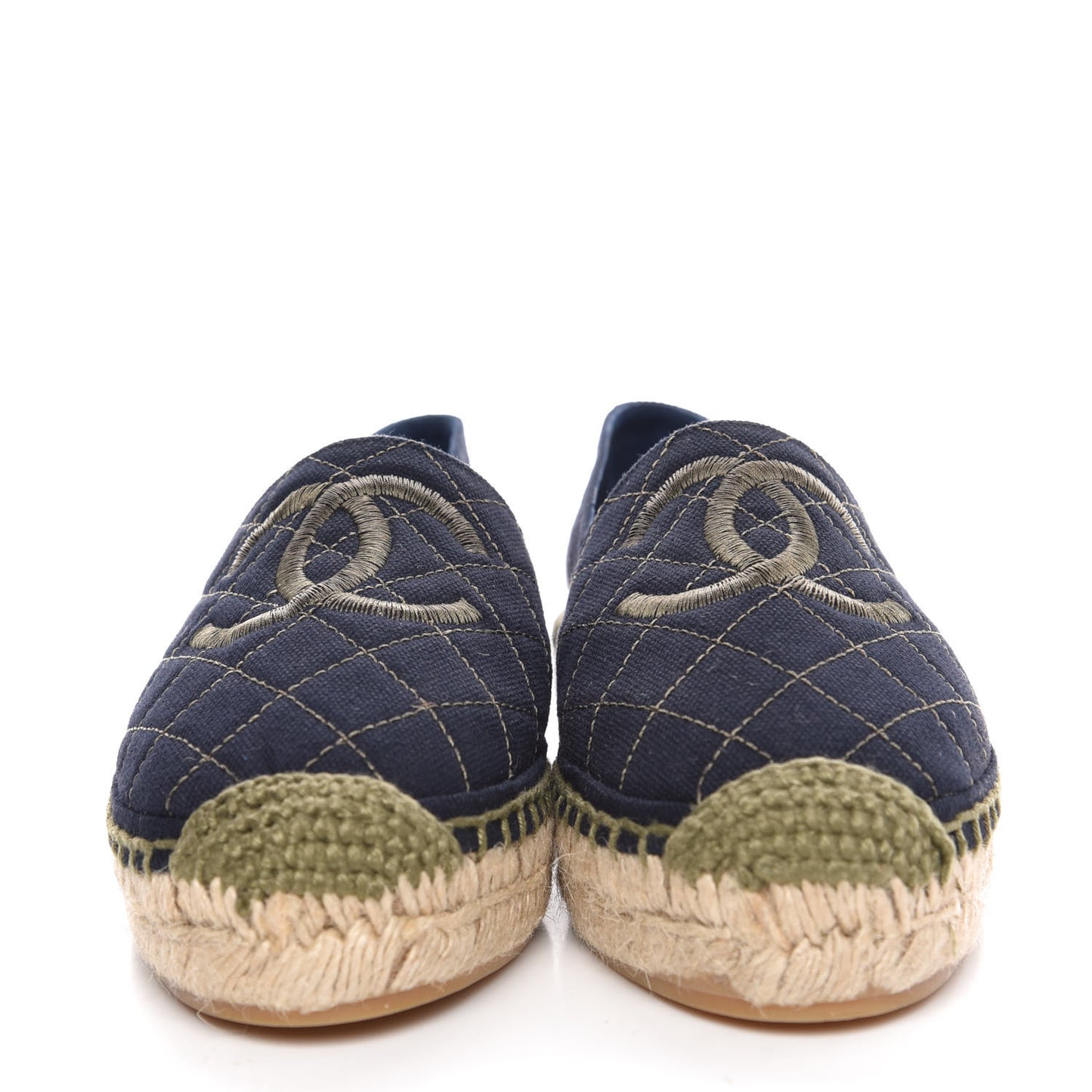 Fabric Quilted CC Espadrilles 37 Blue Green