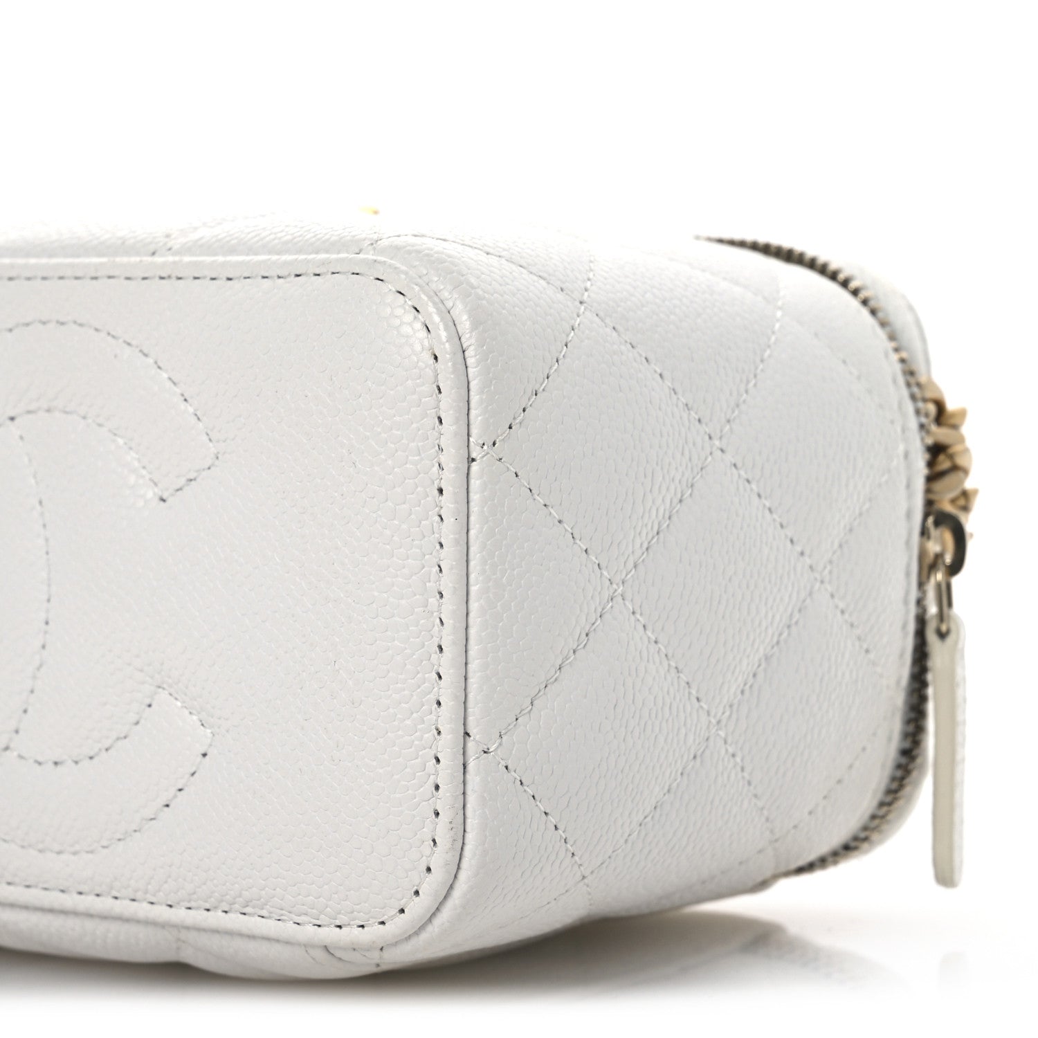Chanel Caviar Quilted Sweetheart Vanity Case White 10 of 15