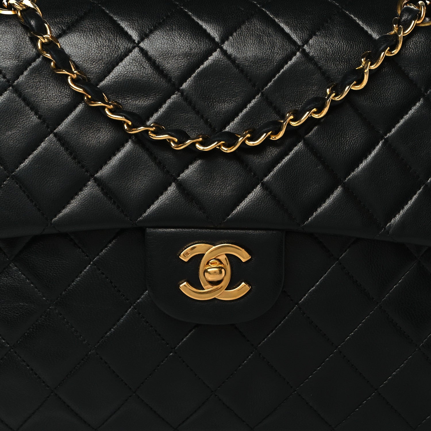 Chanel Lambskin Quilted Medium Double Flap Black 8 of 10