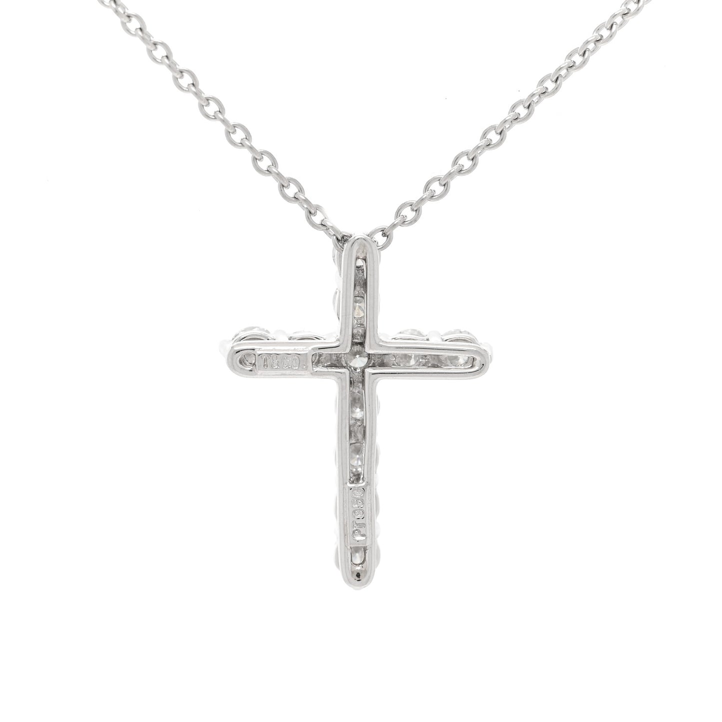 Platinum Diamond Small Cross Pendant Necklace