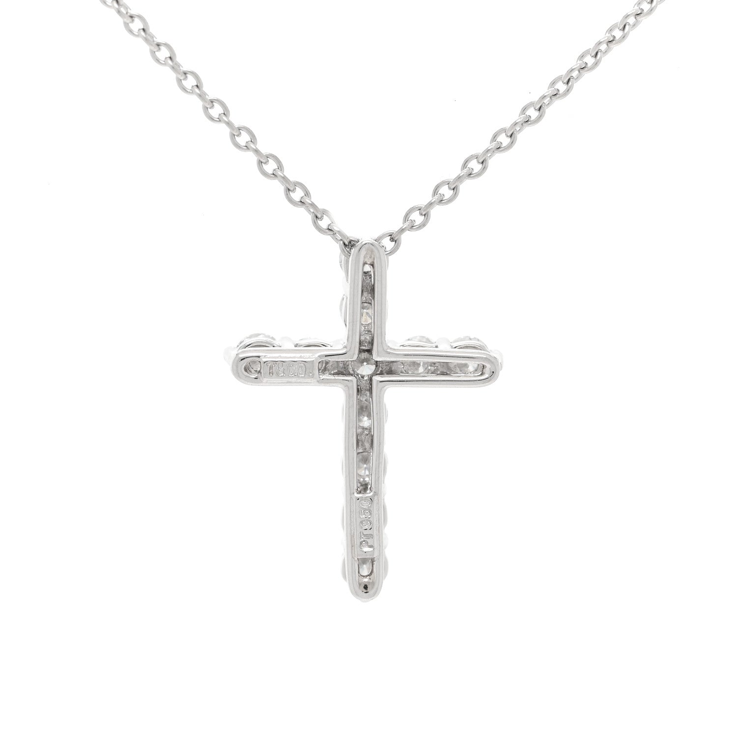 Tiffany Platinum Diamond Small Cross Pendant Necklace 3 of 4