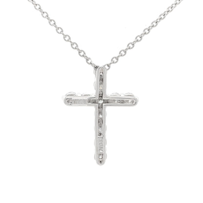 Tiffany Platinum Diamond Small Cross Pendant Necklace 3 of 4