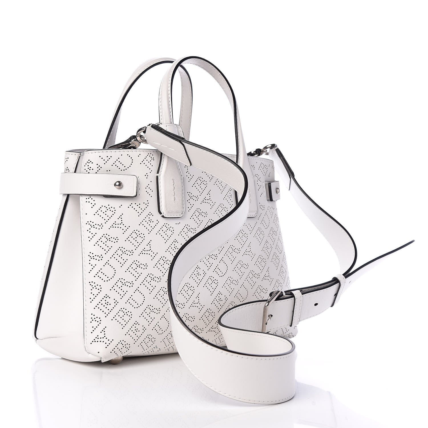 Burberry Calfskin Perforated Small Banner Tote Chalk White 4 of 10