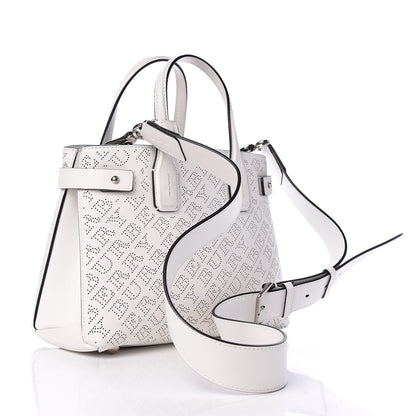 Burberry Calfskin Perforated Small Banner Tote Chalk White 4 of 10