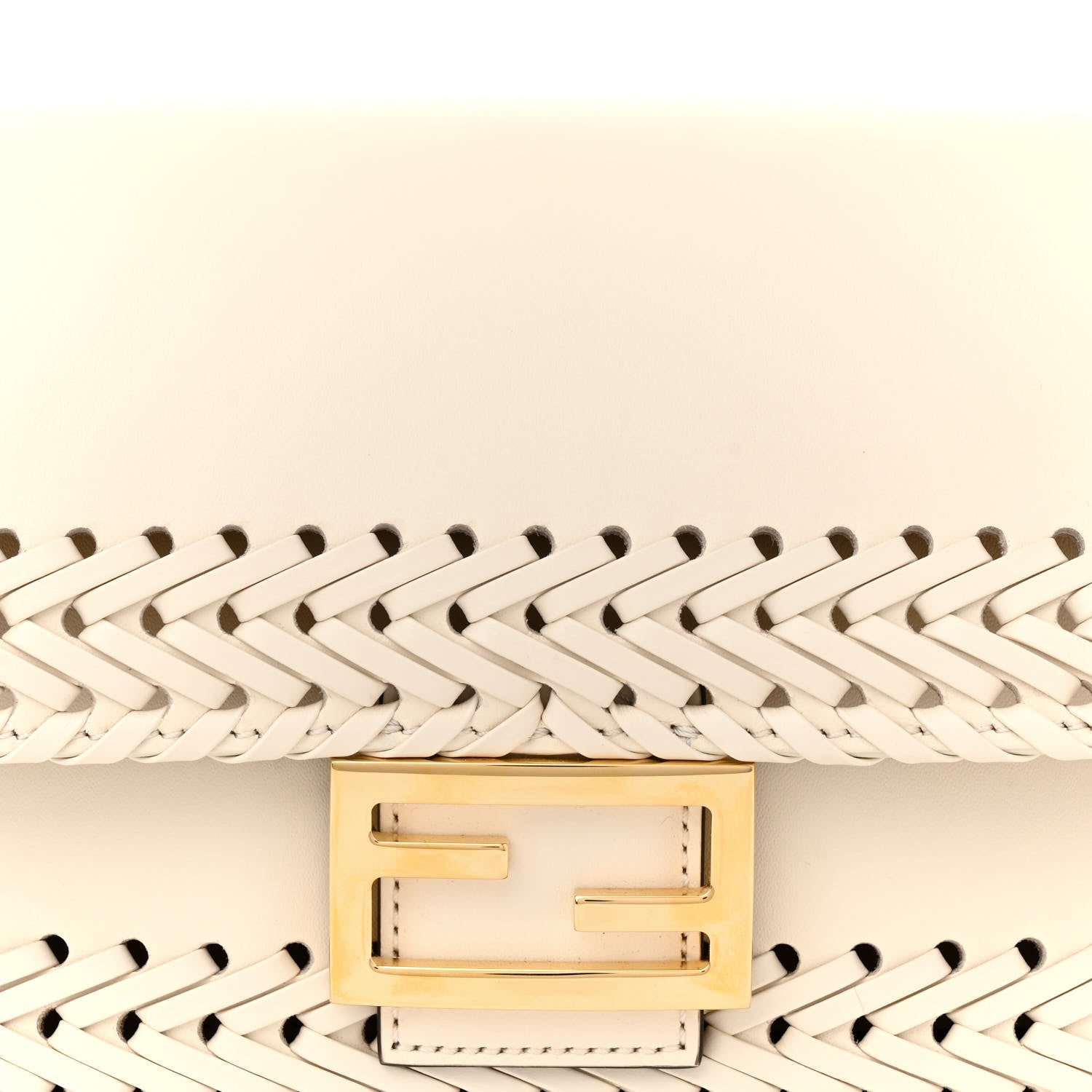 Fendi Vitello King Ceylon Woven Baguette White Ice 8 of 11