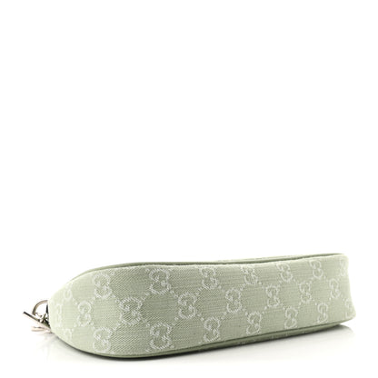 Gucci Denim GG Monogram Calfskin Small Shoulder Bag Pale Green 3 of 9
