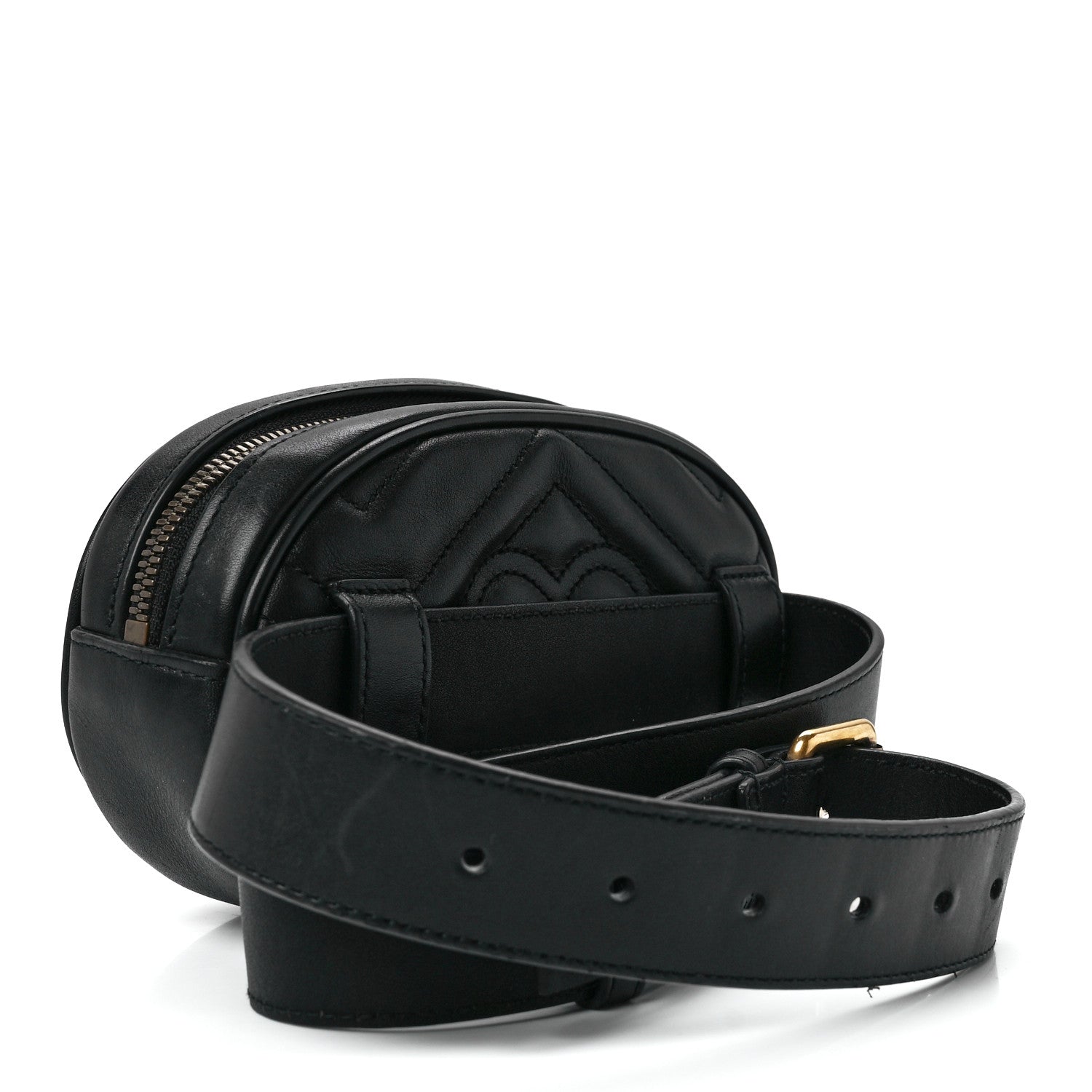Gucci Calfskin Matelasse GG Marmont Belt Bag 75 30 Black 3 of 13