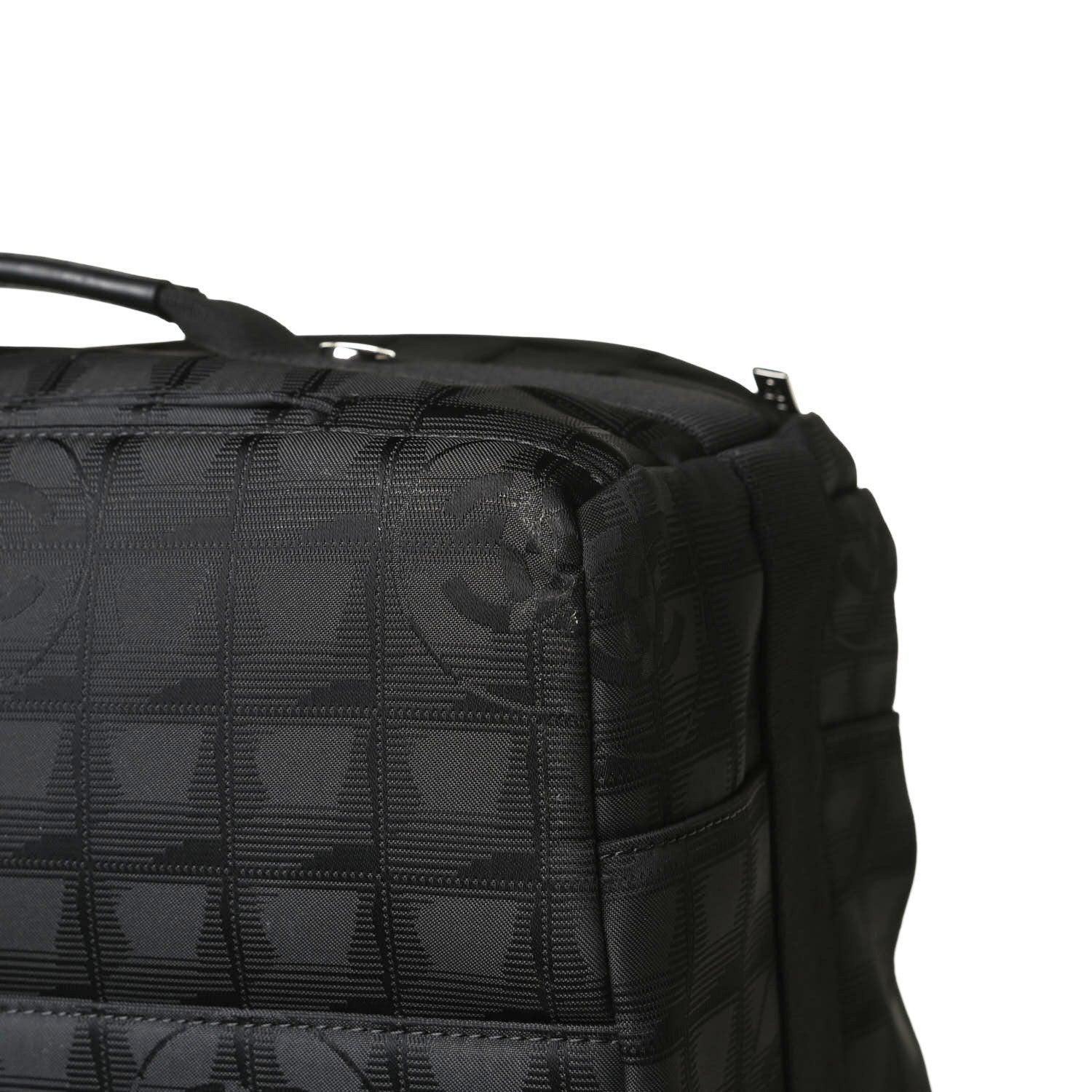 Chanel Nylon Travel Trolley Rolling Luggage Black 15 of 16