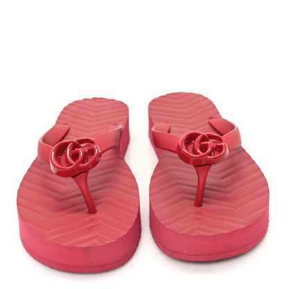 Gucci Rubber Chevron Womens GG Thong Sandals 40 Red 3 of 9