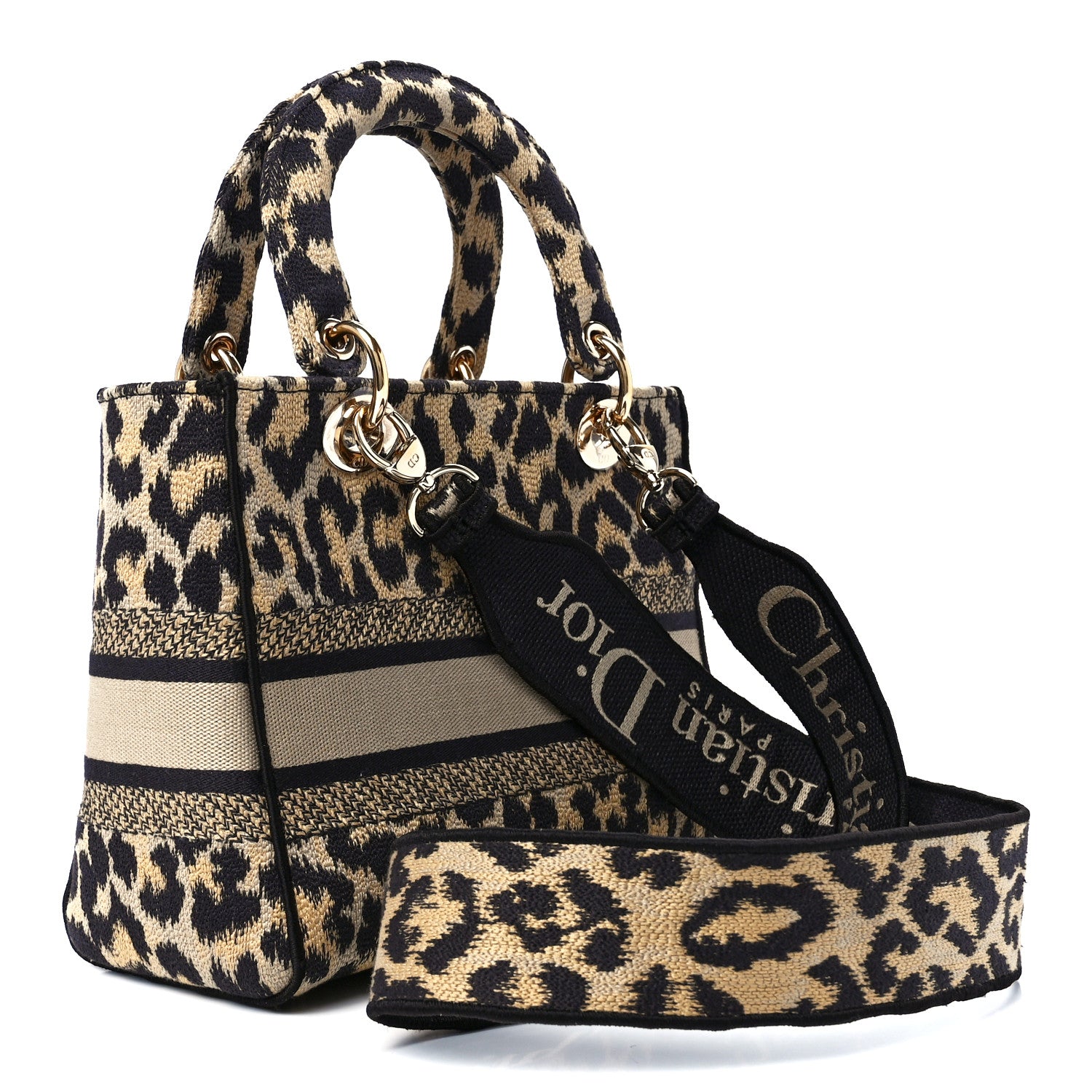 Christian Dior Canvas Medium Mizza Embroidered Lady D-Lite Beige Multicolor 3 of 11