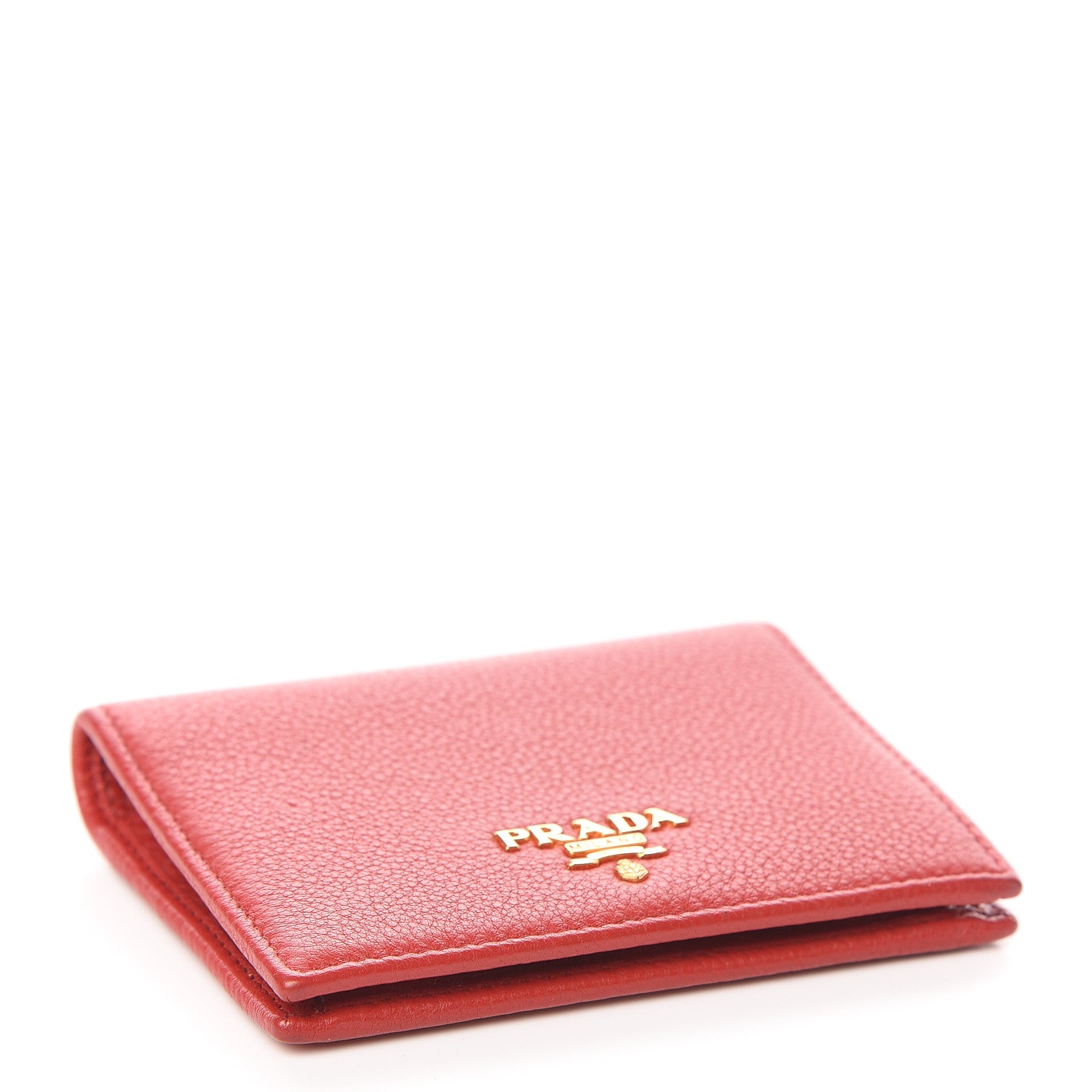 Prada Vitello Grain Bi-Fold Wallet Fuoco 4 of 8
