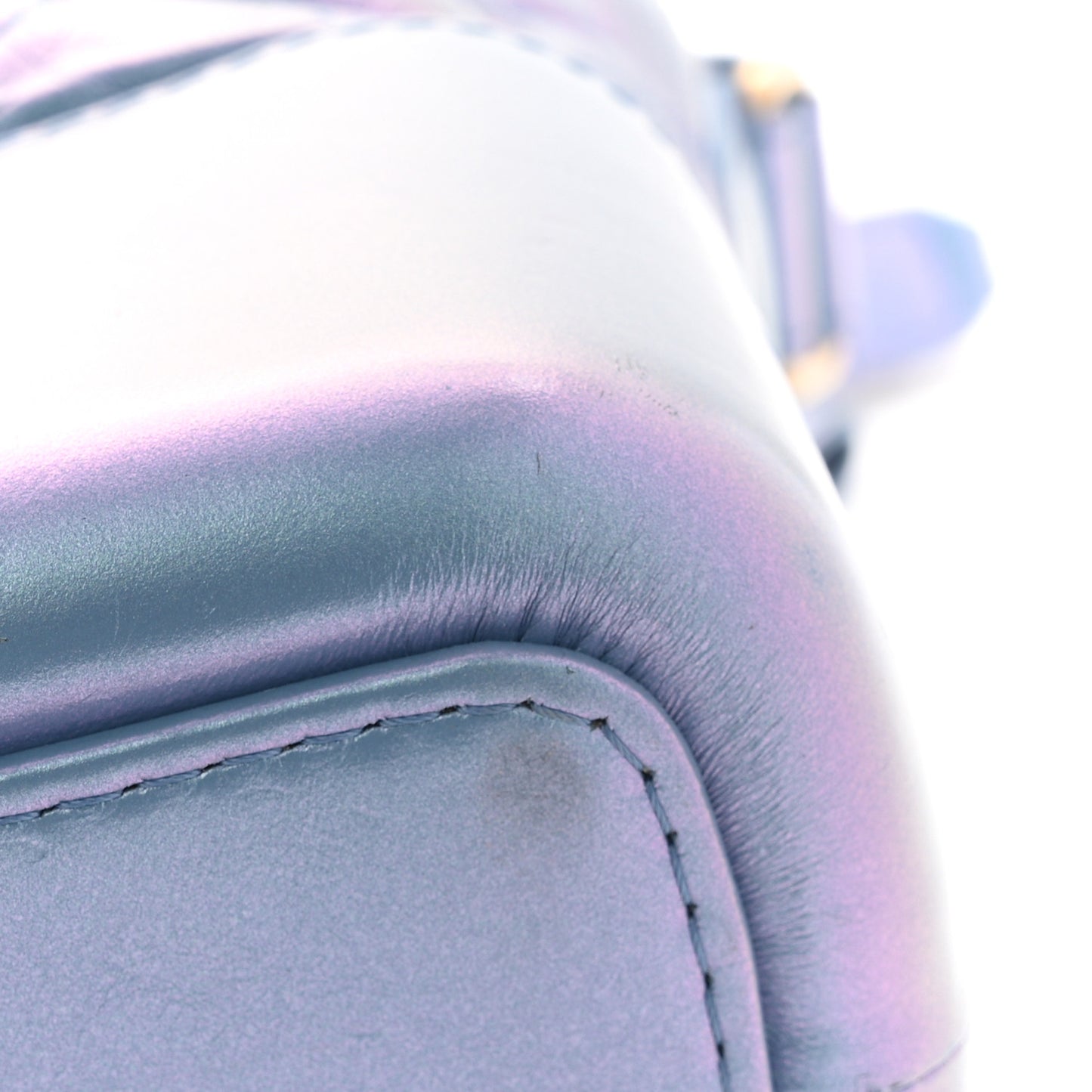 Iridescent Aged Calfskin Quilted Medium Gabrielle Hobo Blue