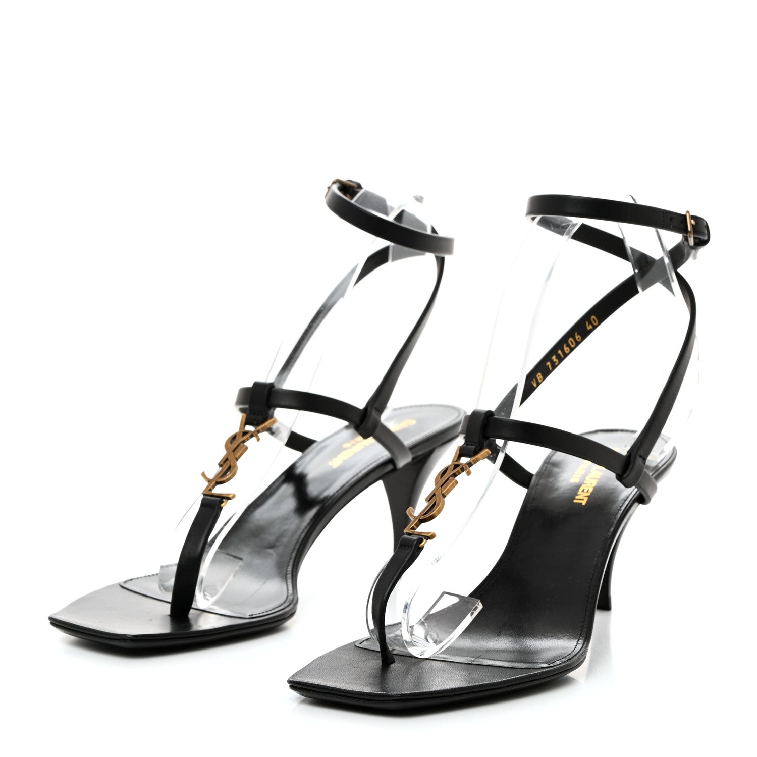 Saint Laurent Calfskin Cassandra 60 Sandals 40 Black 3 of 9
