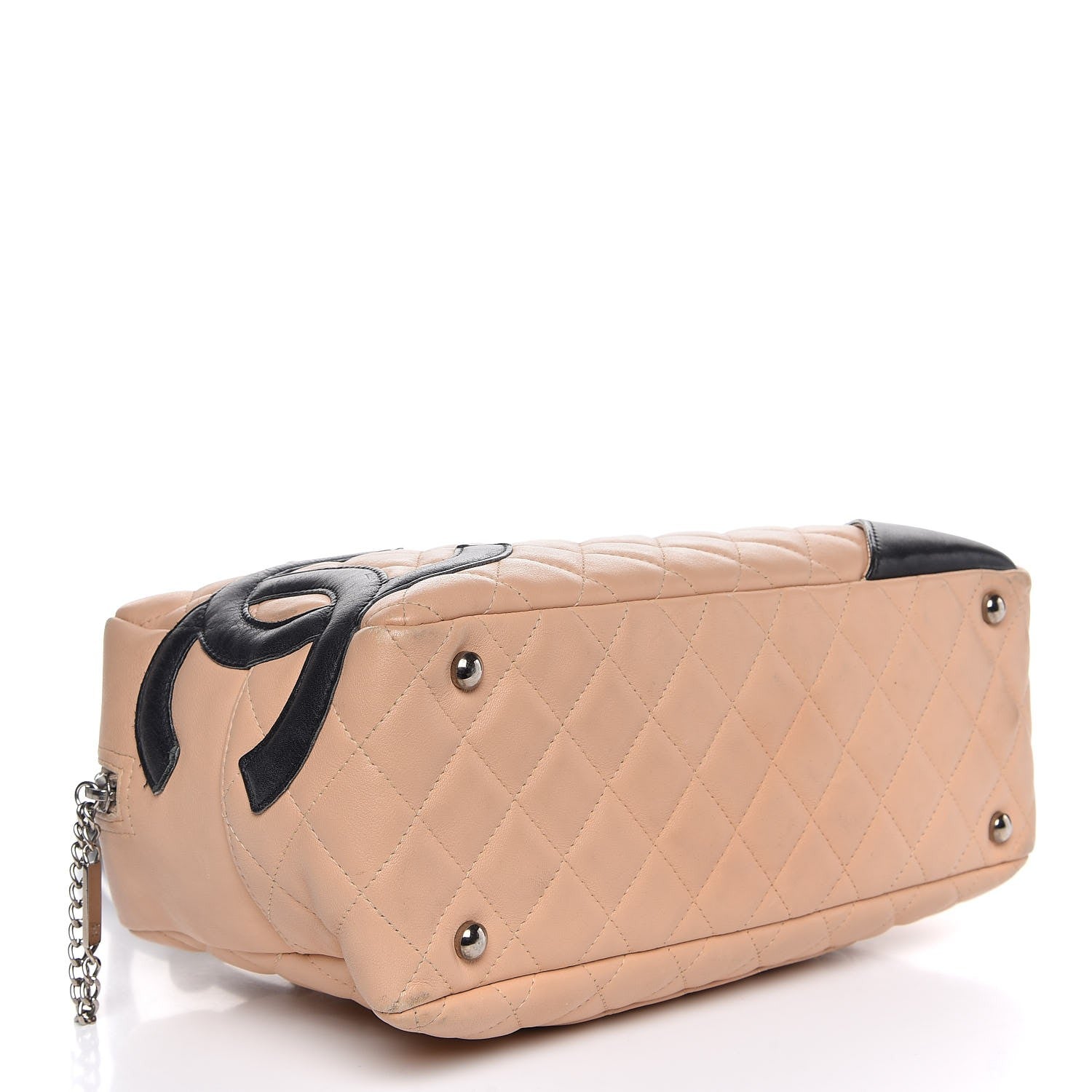 Chanel Calfskin Quilted Large Cambon Bowler Beige Black 4 of 15