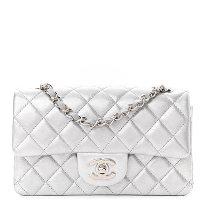 Chanel Metallic Lambskin Quilted Mini Rectangular Flap Silver 1 of 11