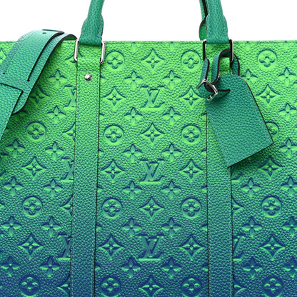 Louis Vuitton Taurillon Illusion Keepall Tote Bleu Vert 7 of 9