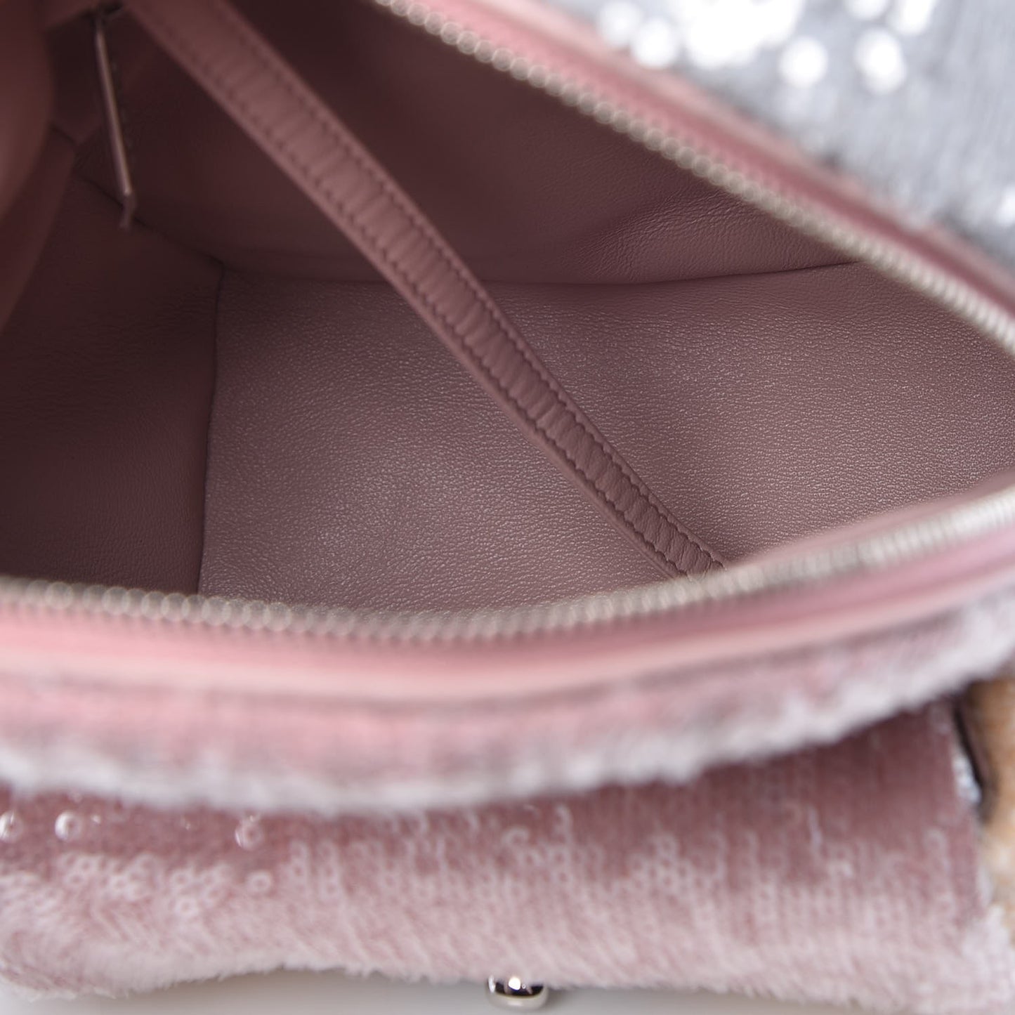 Sequin Tri-color Waterfall Backpack Pink Beige Grey