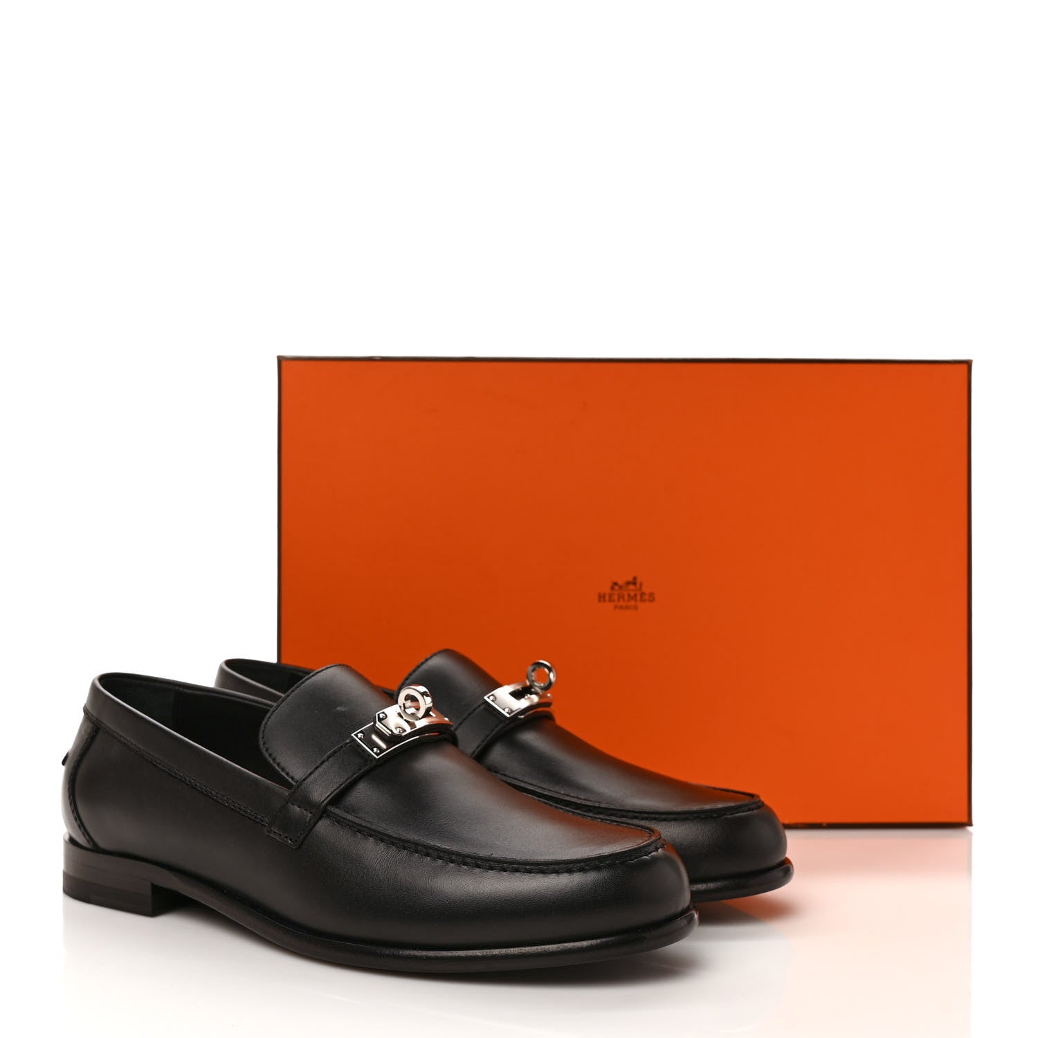 Hermes Calfskin Womens Destin Loafers 37 Black 9 of 9