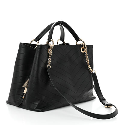 Chanel Calfskin Stitched Large Chevron Chic Shopping Bag Black 3 of 10
