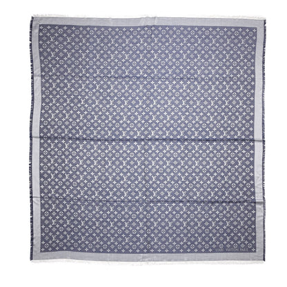 Louis Vuitton Silk Wool Monogram Denim Shawl Blue 1 of 5