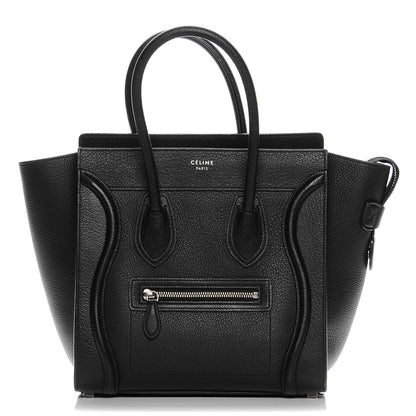 Celine Drummed Calfskin Micro Luggage Black 1 of 10