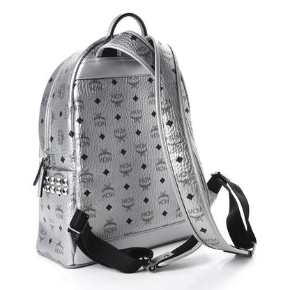 MCM Metallic Visetos Medium Side Stud Stark Backpack Berlin Silver 2 of 11