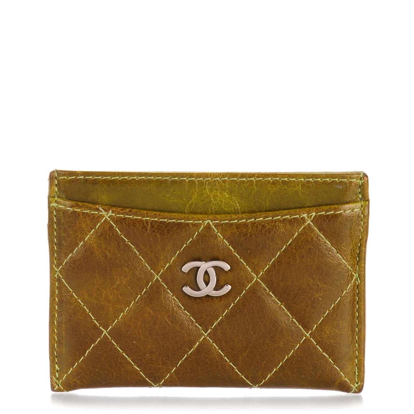 Llama Quilted Card Holder Green