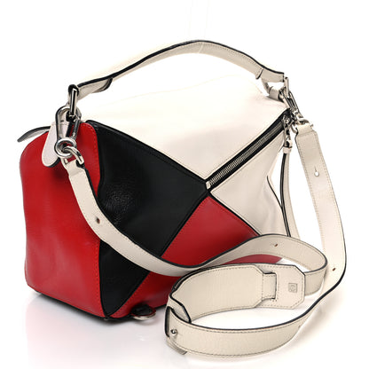 Loewe Calfskin Colorblock Medium Puzzle Bag White Red Black 3 of 14