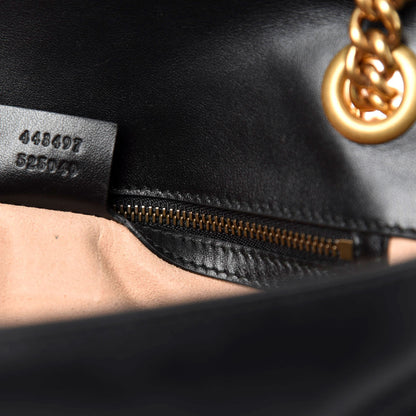 Gucci Calfskin Matelasse Small GG Marmont Shoulder Bag Black 10 of 12