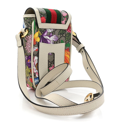 Gucci GG Supreme Monogram Flora Web Ophidia Phone Crossbody Bag White 3 of 16