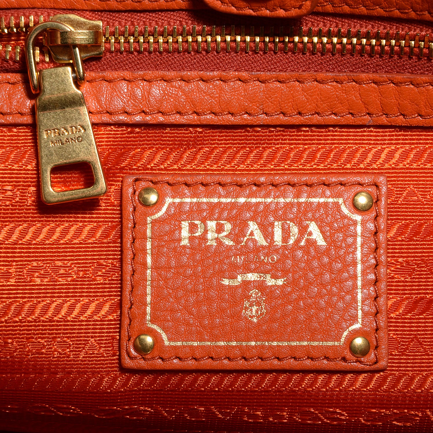 Prada Vitello Daino Leather Large Hobo Papaya 10 of 11