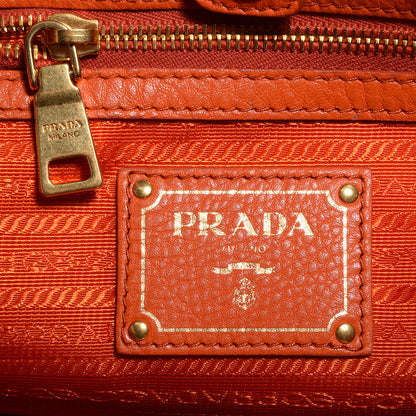 Prada Vitello Daino Leather Large Hobo Papaya 10 of 11